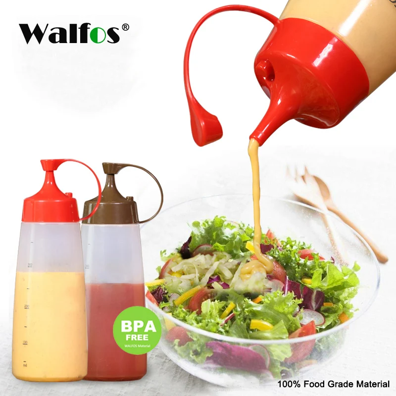 WALFOS Plastic Squeeze Bottle Salad Tomato Honey Oil Consumption Cream Seasoning Bottle Sauce Tip Mouth Sauce Bottle