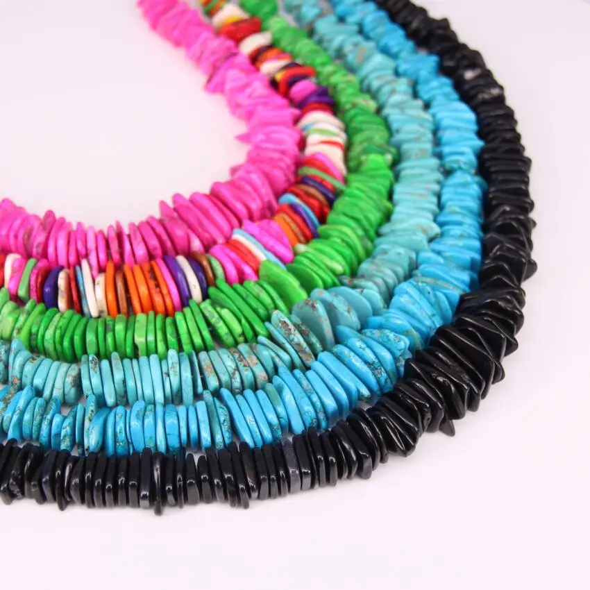 Approx 130pcs,Mixed Colors,Natural Magnesite Freeform Heishi Beads,Drilled Graduated Slab Disc Spacer Howlite Pendant