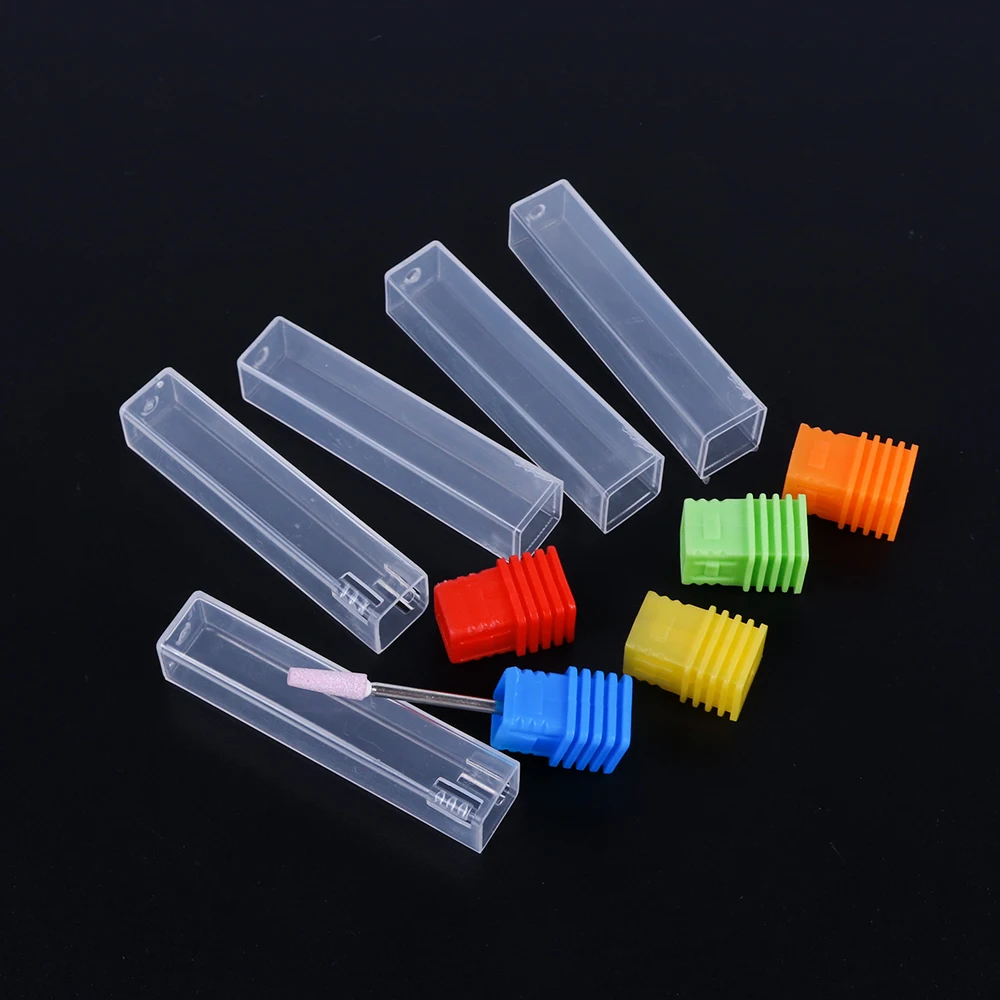 STZ 5pcs Clear Nail Drill Bit Holder Storage Box Empty Container Milling Cutter Displayer Empty Box Acrylic Nail Accessory #884