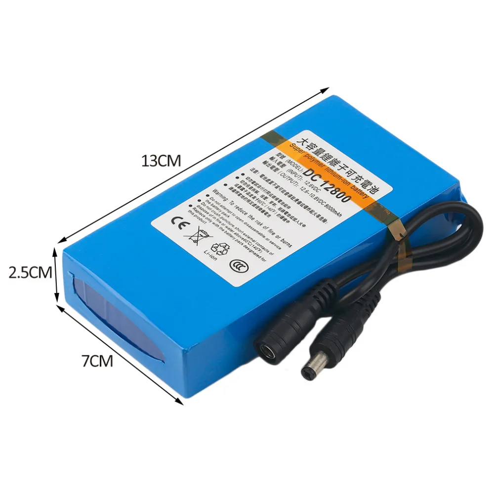 New 12V Battery Pack 8000mAh DC 12.6V Rechargeable Lithium Battery for Street Light Instrument LED Standby Power Cell+EU Charger