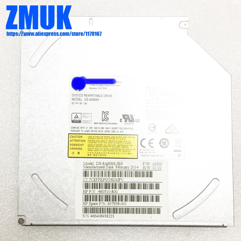 New Original Slimline 12.7mm DVD+-RW Super-Multi dual layer (SMD) optical drive For HP Laptop,P/N 657958-001