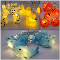 Cute Animal String Light Duck Octopus Dolphin Puppy 10 LED Battery Powered Home Party Xmas Decoration Night Lamp Christmas Gift