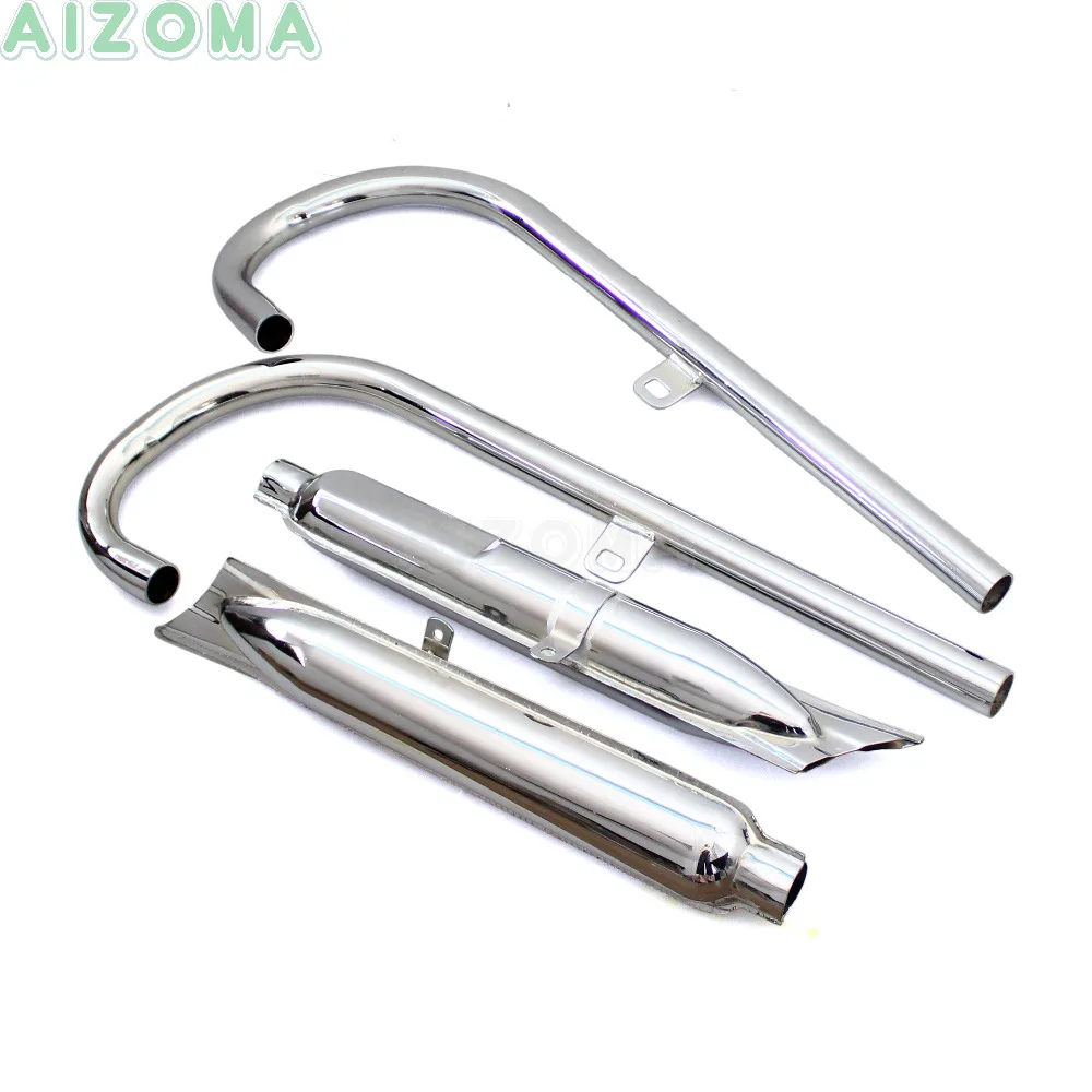 Chrome 24HP Front & Rear Exhaust Mufflers Pipes For BMW M1 M72 R71 R12 K750 KS750 Retro 750cc Ural Sidecar Motorcycle Silencer