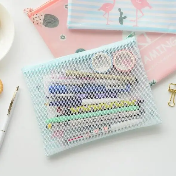 Kawaii Creative Flamingo PVC Hard Cover Storage Case, A4, A5, Gods, Mini, Waterproof Desk EvaluDocument Bag, File Folder, Storage Case