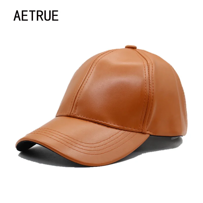 AETRUE New Leather PU Baseball Cap Men Snapback Caps Women Brand Bone Winter Hats For Men Gorras Fall Casquette Baseball Caps