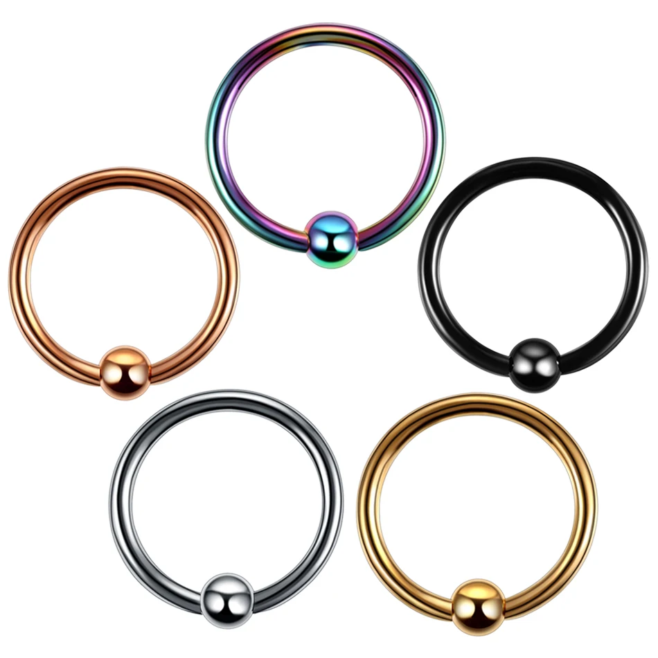 1PC Steel Captive Hoop Bead Rings BCR Lip Eyebrow Nose Nipple Labret Piercings Ear Septum Tragus Helix Piercing Body Jewelry 16G