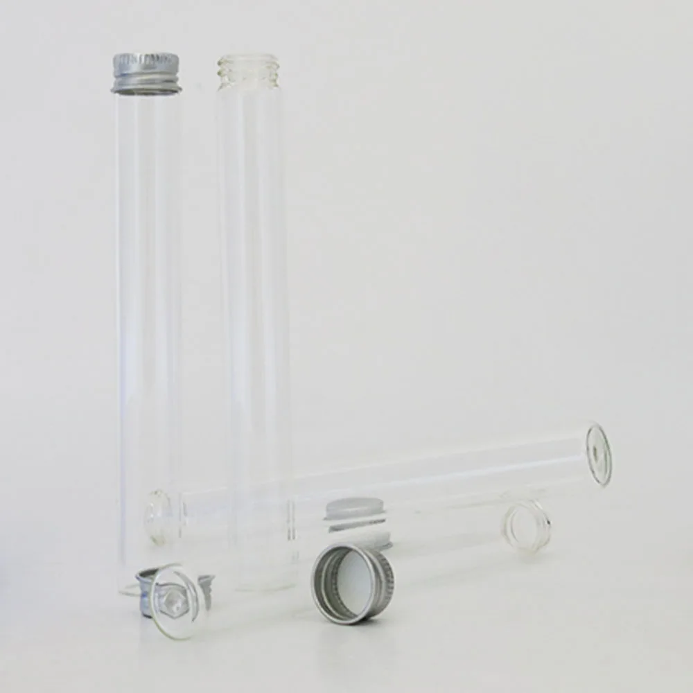 20 x 45ml Empty Clear Screw Neck Glass Bottle with Aluminum Lids 45 cc Glass Tube Container with Aluminum Cap glass vial