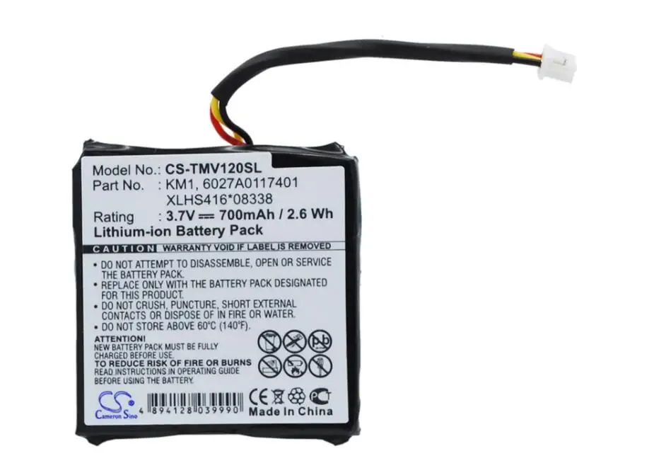 Cameron Sino 700mah battery for TOMTOM 4EH44 Start 20 Via 120 125 Live 120 125 Euro Live Regional 6027A0117401 6027A0117412 KM1