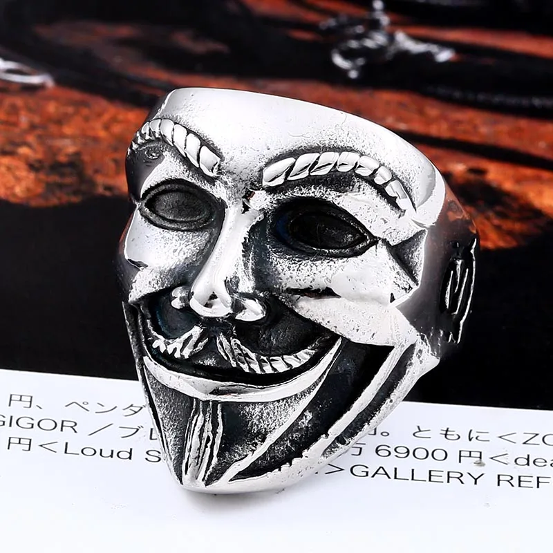 Beier new store 316L stainless steel ring  new V for vendetta V man ring biker skull  fashion jewelry  LLBR8-208R