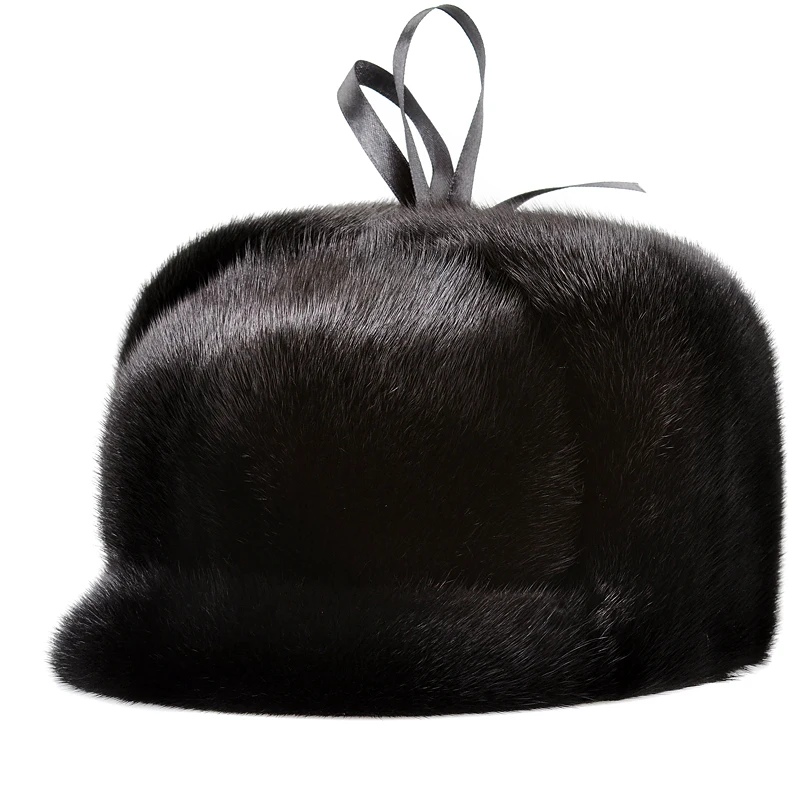 RY0204 LUXURY Winter Fur Hats Male Import Mink Fur Straw Bomber Hats For Man OutdoorThermal Warm Ear Protection Russian Caps