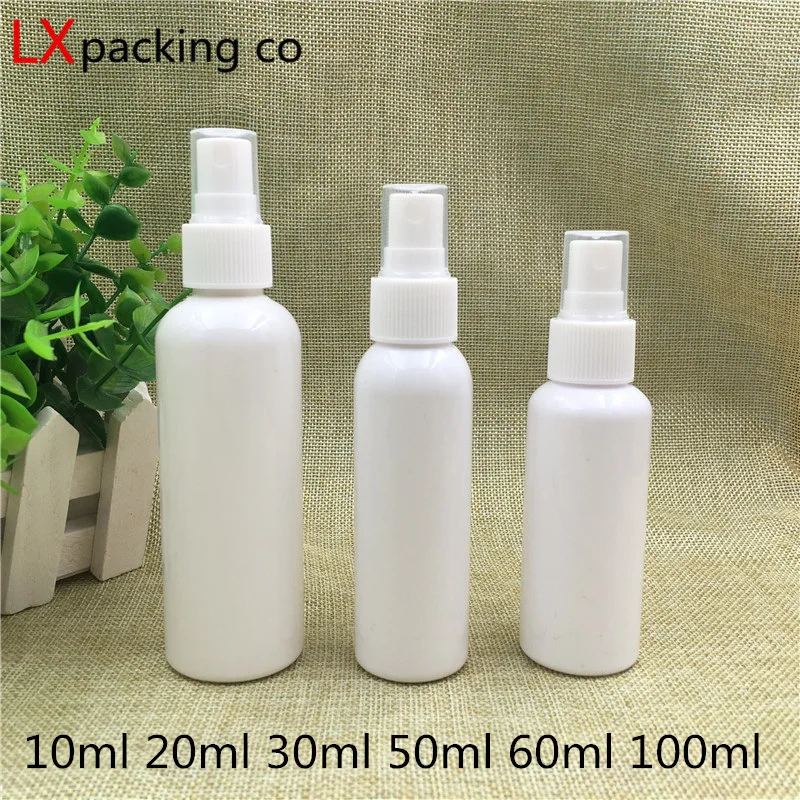 White Plastic Perfume Atomizer, Empty Cosmetic Containers, 10ml, 20 ml, 50ml, 60ml, 100ml, 30Pcs