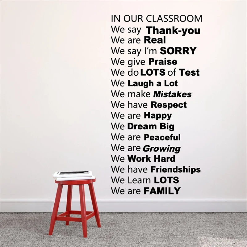 Classroom Rules Vinyl Wall Decal Decor,In Our Classroom We Say Thank You ,Home School And Classroom Decororation