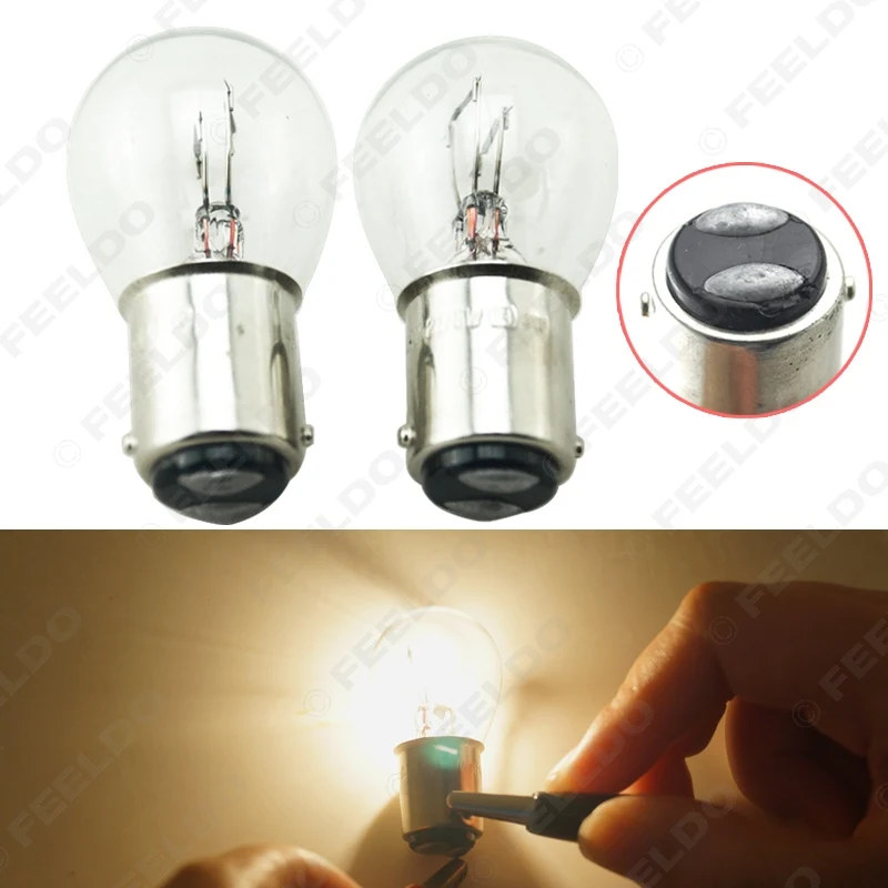 

FEELDO 50Pcs 1157 BA15D P21/5W S25 12V Car Clear Glass Lamp Brake Tail Bulb Car Indicator Halogen Lamp #FD2722