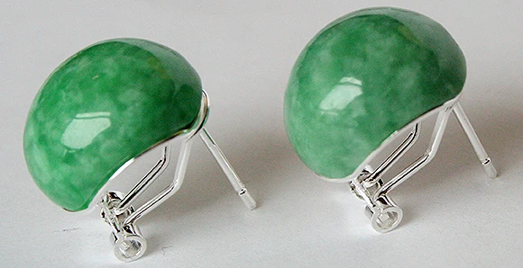 

simple style 925 Silver Green Natural stone Stud Earrings -Bride jewelry free shipping