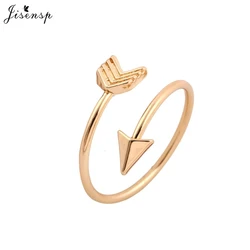 Jisensp Fashion Gold Color Brass Small Arrow Ring Cute Wedding Jewelry Rings for Women New Year Gift Adjustable Finger Ringen