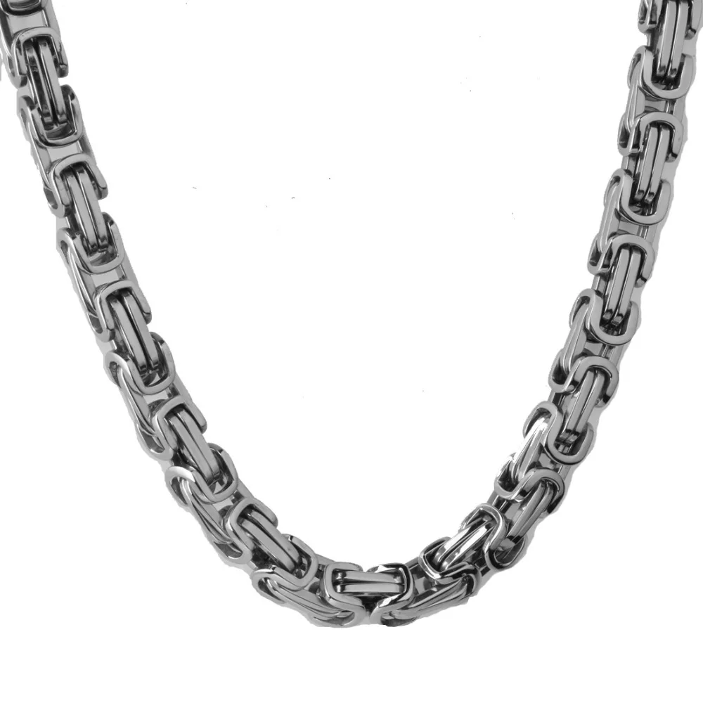 4/5/8mm Width For Choose Silver Color Stainless Steel Byzantine Box Chain Men\'s Boy\'s Necklaces or Bracelet