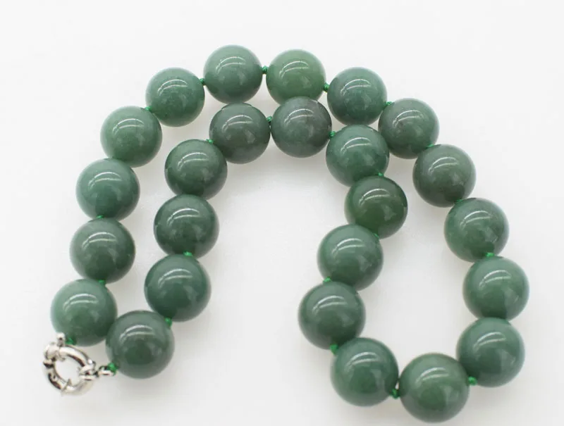 wholesale  green jade  necklace  round 16/18/20mm 17inch  FPPJ nature beads