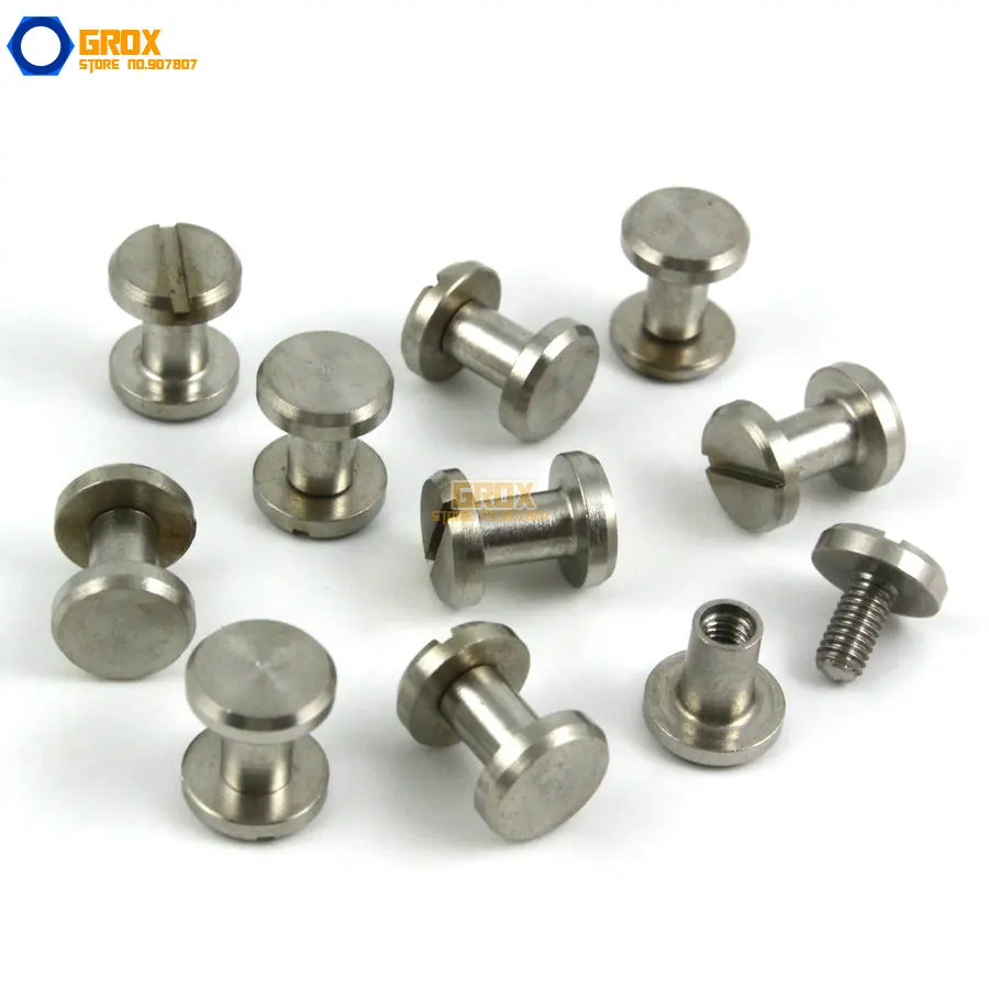 

20 Set 8*6mm 304 Stainless Steel Rivet Chicago Screw for Leather Craft Flat Head