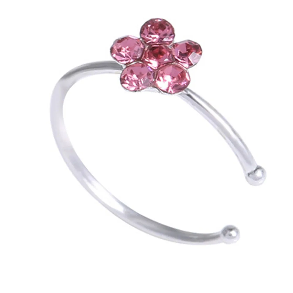 Nose Piercing Jewelry Plum Flower Rhinestone Nose Piercing Hoop Nose Ring Cartilage Tragus Stud Ring Body Piercing Jewelry image 4