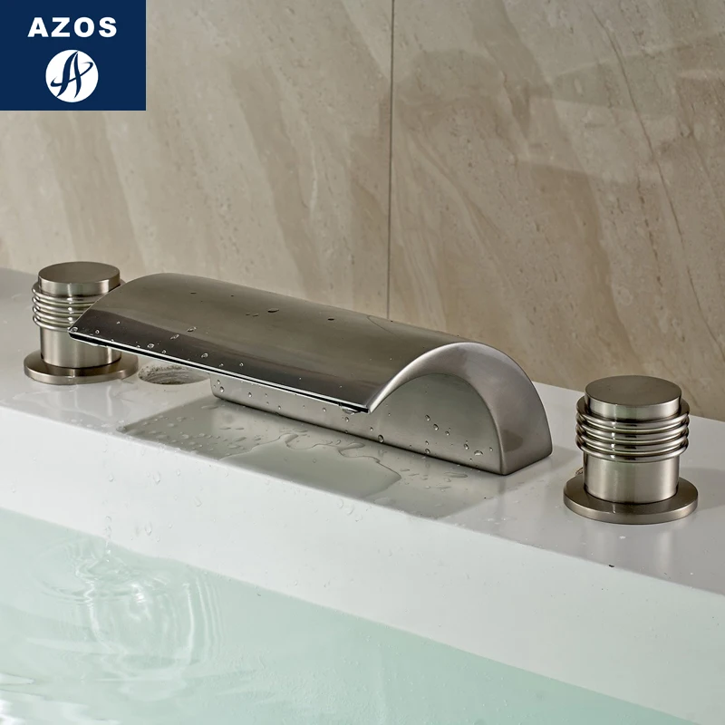 

Azos Split FaucetWaterfall Waterfall Brass Nickel Brushed Cold and Hot Switch Balcony Above Counter Basin Bathroom Cabinet Doub