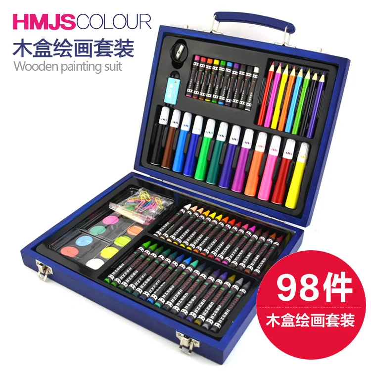 

Children's painting tools combination children learning stationery gift boxes 98pcs art supplies painting watercolor pen sets