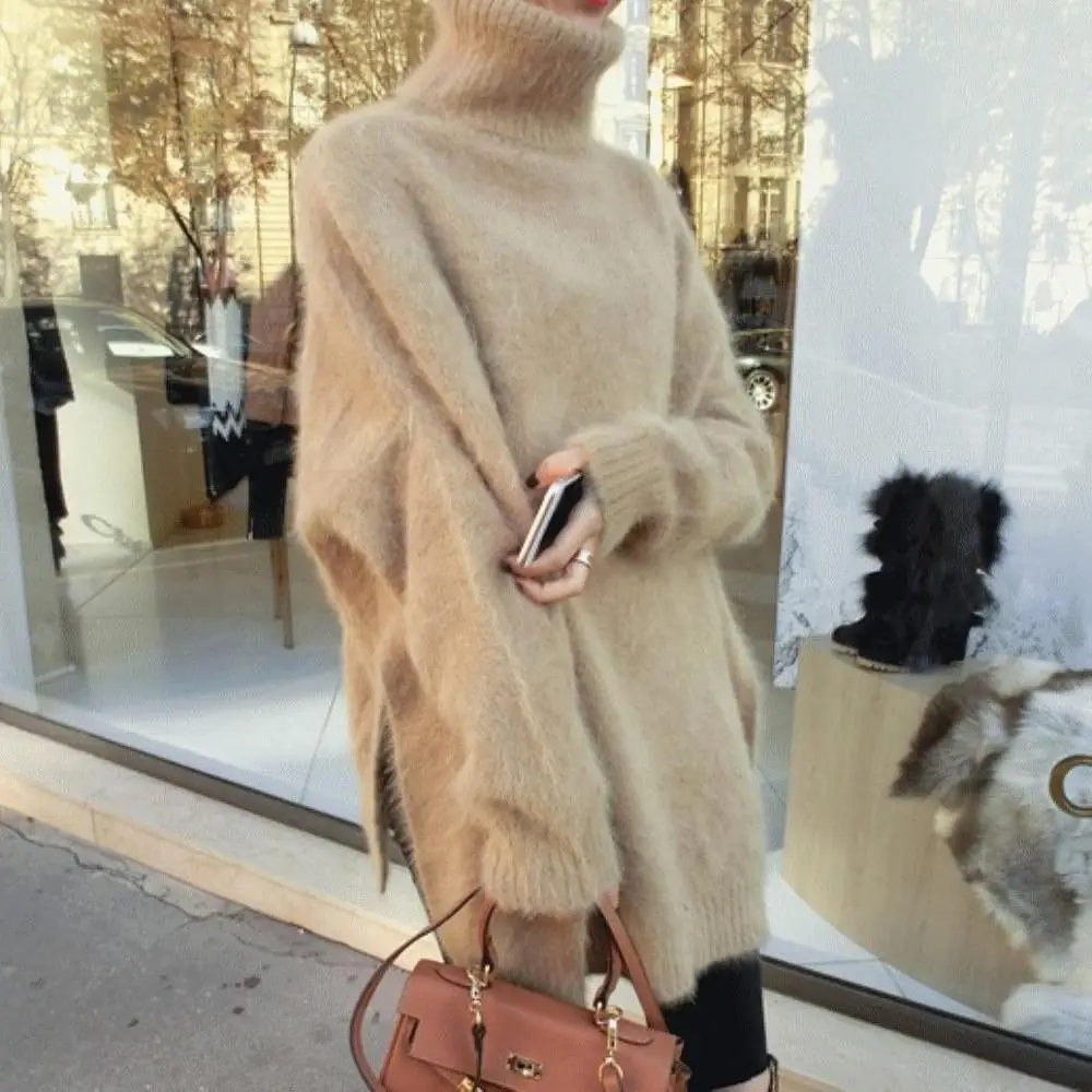 

Sweater coat female temperament loose bat sleeve mink cashmere turtleneck sweater free shipping