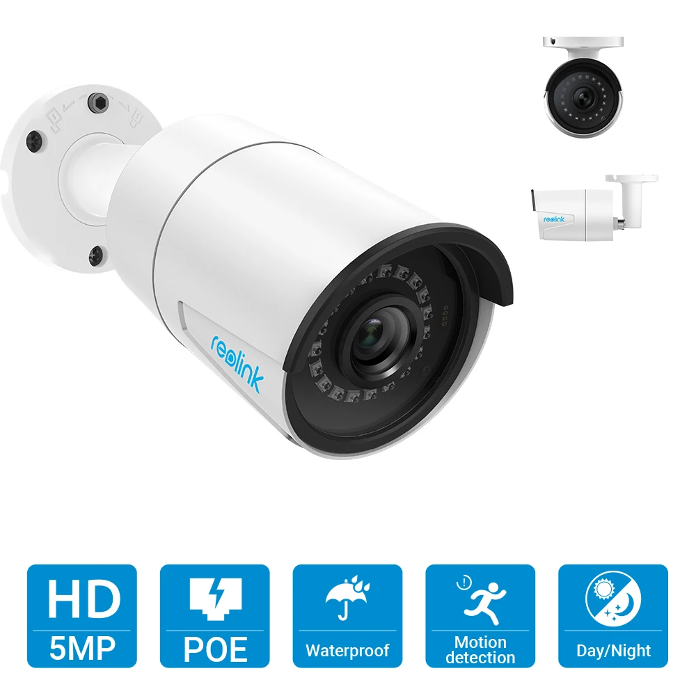 Reolink RLK8-410B4 5MP Outdoor Camera System 8ch PoE NVR&4 PoE IP Cameras Bullet Outdoor Video Surveillance Kit Built-in 2TB HDD