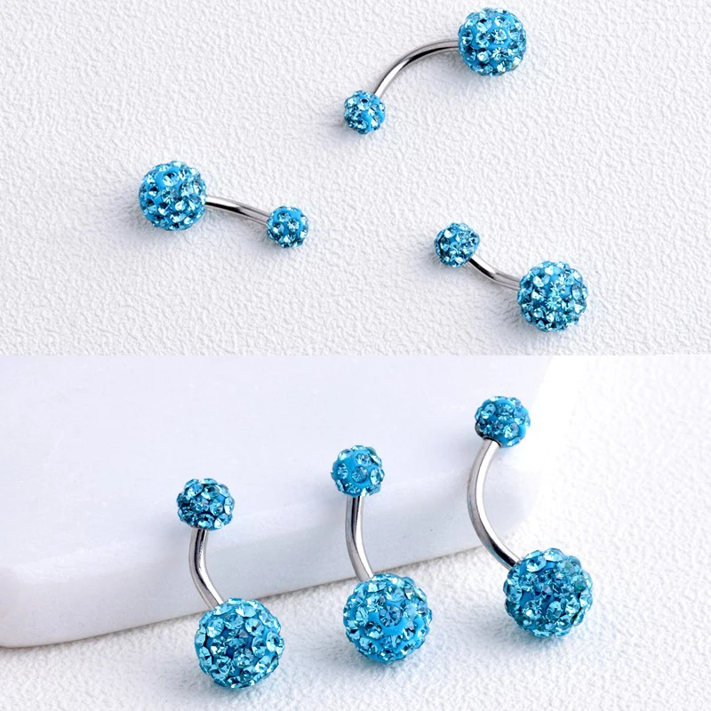 1pc 14G Piercing Navel Surgical Steel Single Crystal Rhinestone Belly Button Rings Navel Piercing Ombligo 5/8mm Ball Nombril