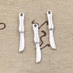 50pcs Charms Tools Knife 25x4mm Antique Antique Silver Color Plated Pendants Making DIY Handmade Tibetan Silver Color Jewelry