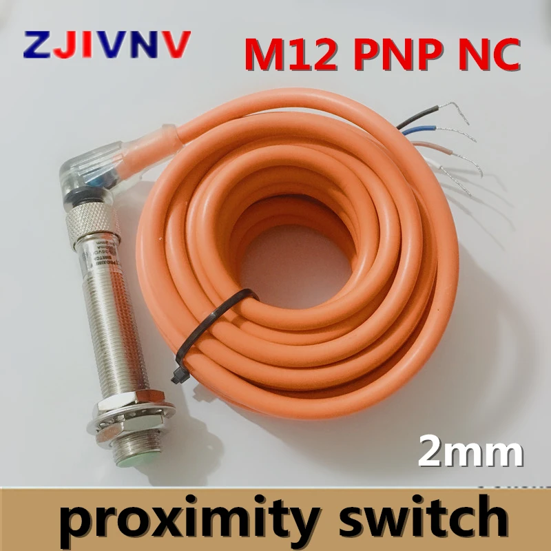 M12 PNP NO+NC /normally open and normally close proximity inductive sensor switch with connector DC 3/4 wires flush type 2mm