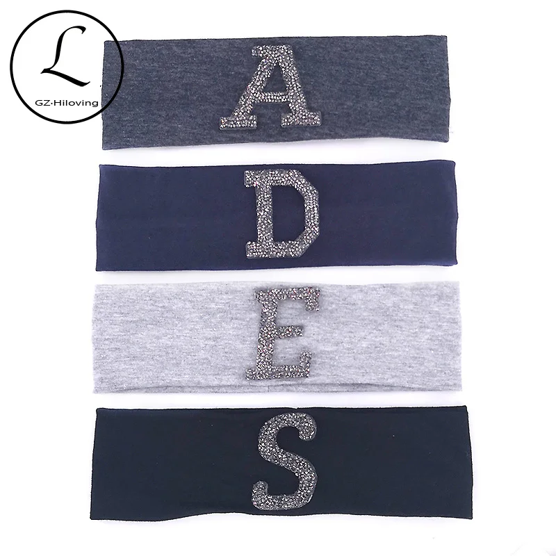 Personailzed Baby Boys Girls Rhinestones 3D letter Headbands Kids Childs 2019 Summer Casual Cotton Hairbands Headwrap School