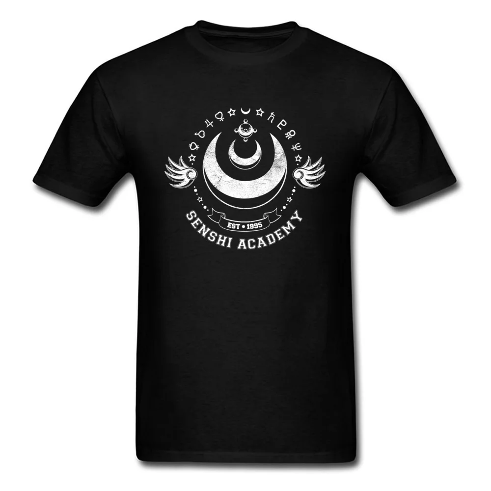 1995 Senshi Academy Vintage Moon Star Wings T-shirt Black White Men Short Sleeve Warrior Group Custom Tops Tees