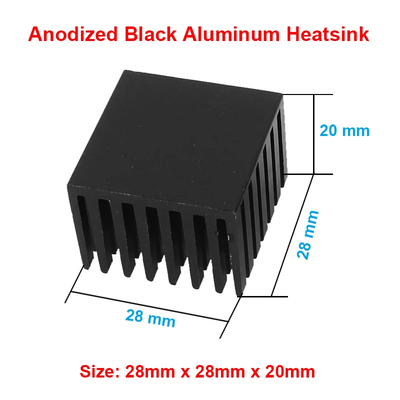 En-Labs 2pcs Anodized Black Aluminum Heatsink 28x28x20mm Electronic Cooler Radiator Heat sink for Northbridge Southbridge Chip