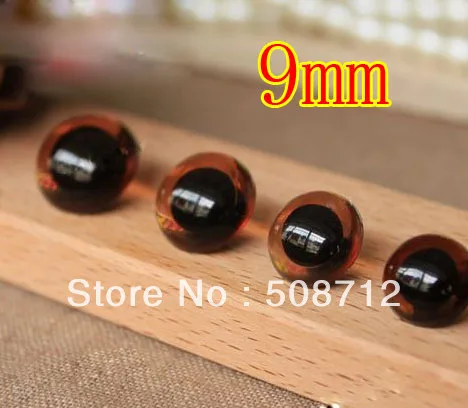 

Free shipping!!!!9mm 100pairs brown color Safety Eyes/ SLIT PUPIL Plastic Sew-On EYES