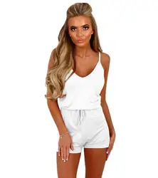 2019 frauen Playsuits Sleeveless Backless Sommer Strampler Casual Overalls Shorts Spaghetti Strap Lose Feste Overall-spielanzug