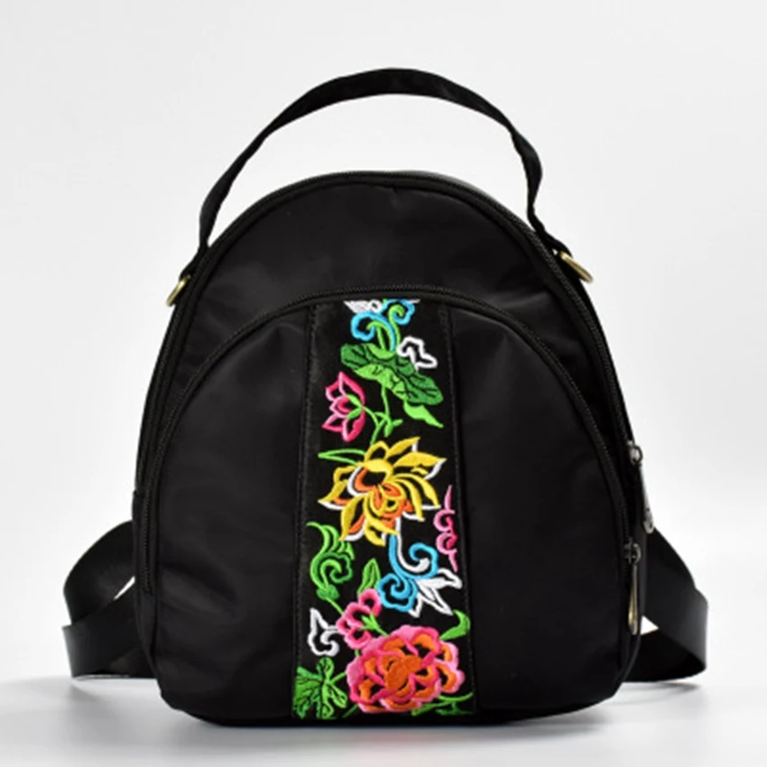 

2019 new national wind embroidery bag embroidery oxford shoulder bag fashion small backpack splash-proof double zipper