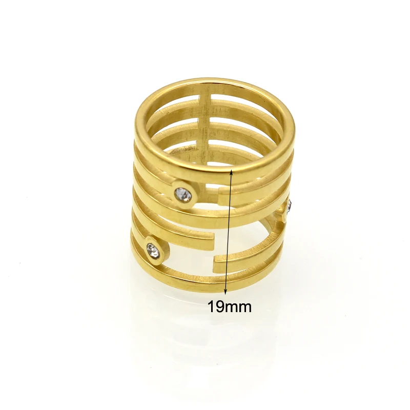 Punk Rings Wholesale Gold Color Geometric 6 Round Wire Ring For Women CZ rhinestone Ring Bague Anelli Donna Anillos Mujer