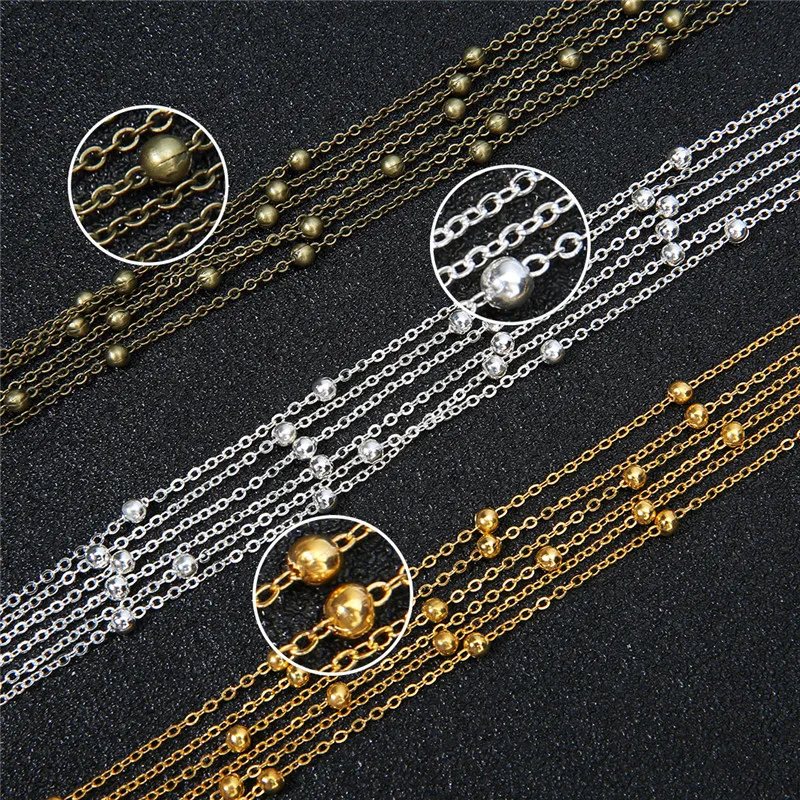 5 m/partia 2mm złoty kolor srebrny miedziany naszyjnik łańcuchy luzem z koralik luzem Link Chain naszyjnik ustalenia Diy tworzenia biżuterii