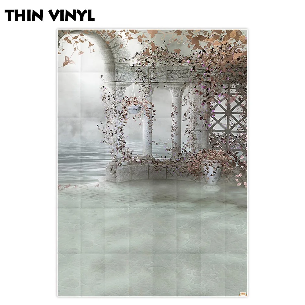 Allenjoy การถ่ายภาพแต่งงานฉากหลังแฟนตาซี Wonderland Castle Arch Vine ดอกไม้พื้นหลัง Photocall Photobooth ตกแต่งผ้า