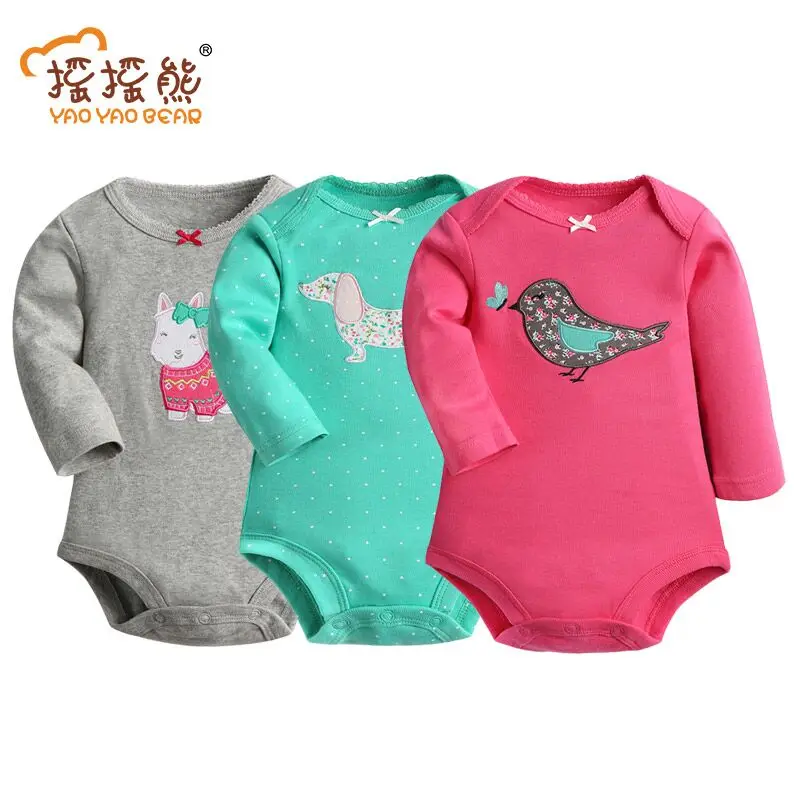 

3PCS/Lot Baby Bodysuit Cartoon Baby Girl Clothes Long Sleeve Body For Babies Cotton jumpsuit Body Infantil Baby Clothing