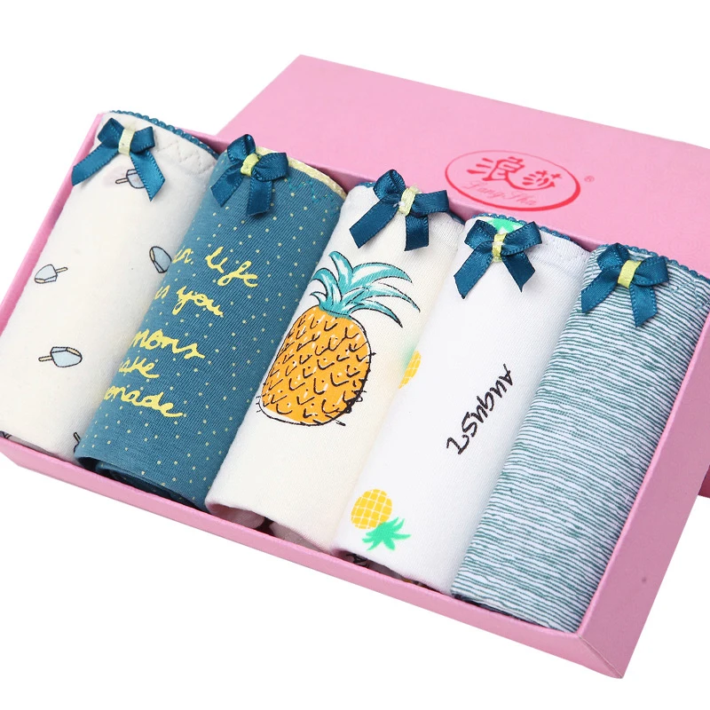 5 pz/set mutandine da donna in cotone Lingerie da donna senza cuciture slip femminili morbidi mutandine traspiranti stampa biancheria intima per