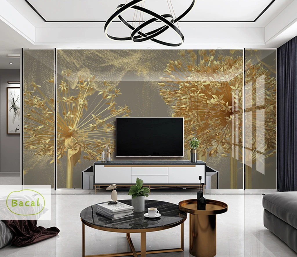 

Bacal Custom wallpaper home decor mural European luxury abstract gold dandelion living room walls 3d wallpaper papel de pared