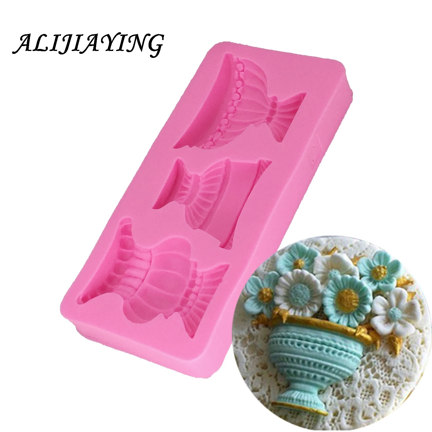 1Pcs 3D Flower bottle Shape Fondant Cake Stencils Chocolate 