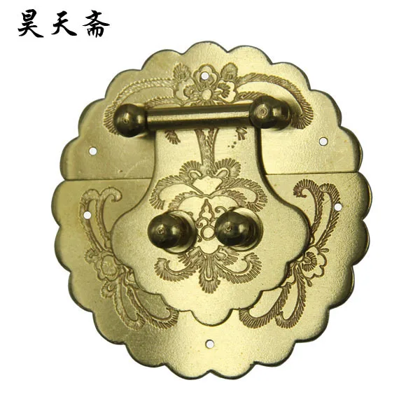 [Haotian vegetarian] copper box buckle locking Blossoming Chinese antique furniture fittings copper live HTN-050 tri-color