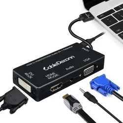 HDMI do HDMI DVI 4K VGA 1080P 3.5mm jack Audio z Micro USB Power 5w1 kabel Adapter do laptopa karty wideo komputery Monitor