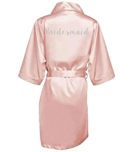 dark pink robe silver letter kimono satin pajamas wedding robe bridesmaid sister mother of the bride robes