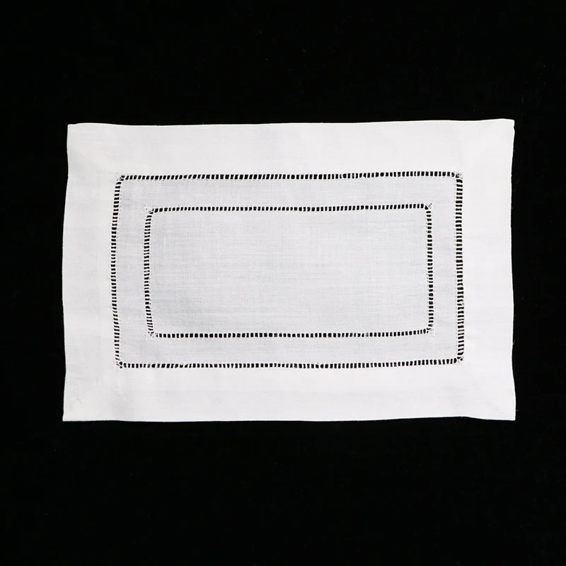 N003 White ramie/Cotton 120pieces Hemstitched Cocktail Napkins 9