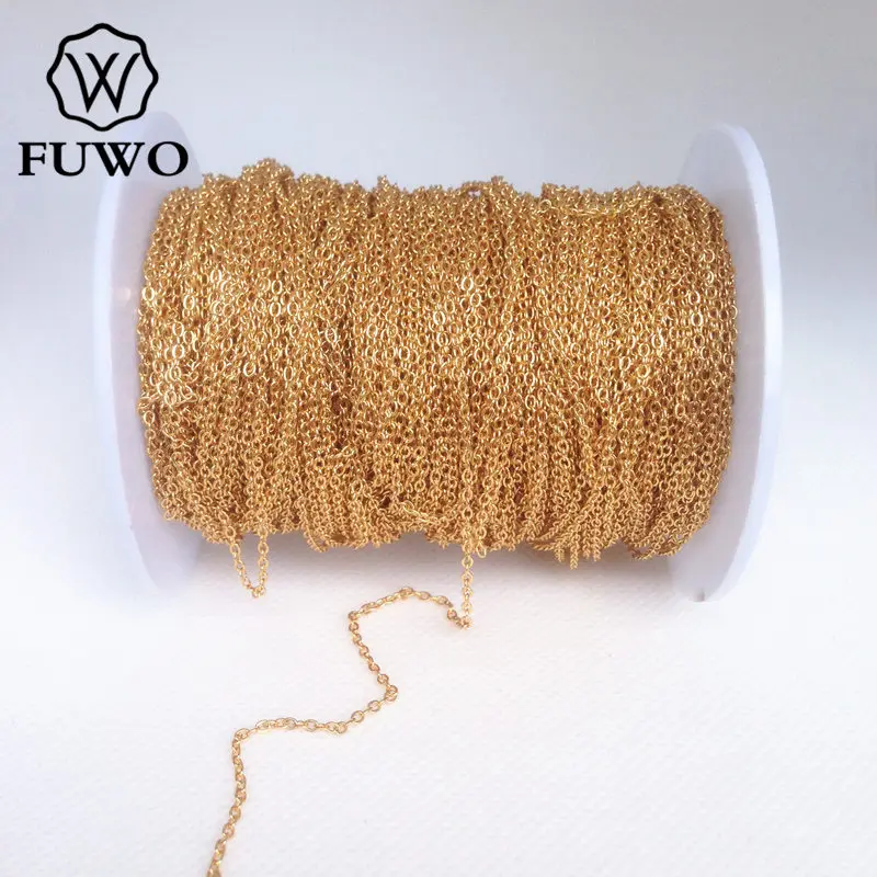 FUWO Wholesale 10 Meter Brass O Chain,Golden Dipped High Quality Anti-Tarnish Brass Accessories For Jewelry Make 1.5*2.0mm CH004