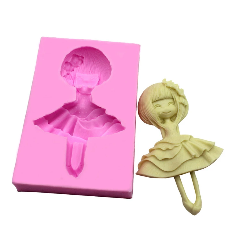 Dancing Lovely Girl Silicone Mold Chocolate Baking Fondant Cake Decorating Tools Soap Mold Cake Pop Recipe H236