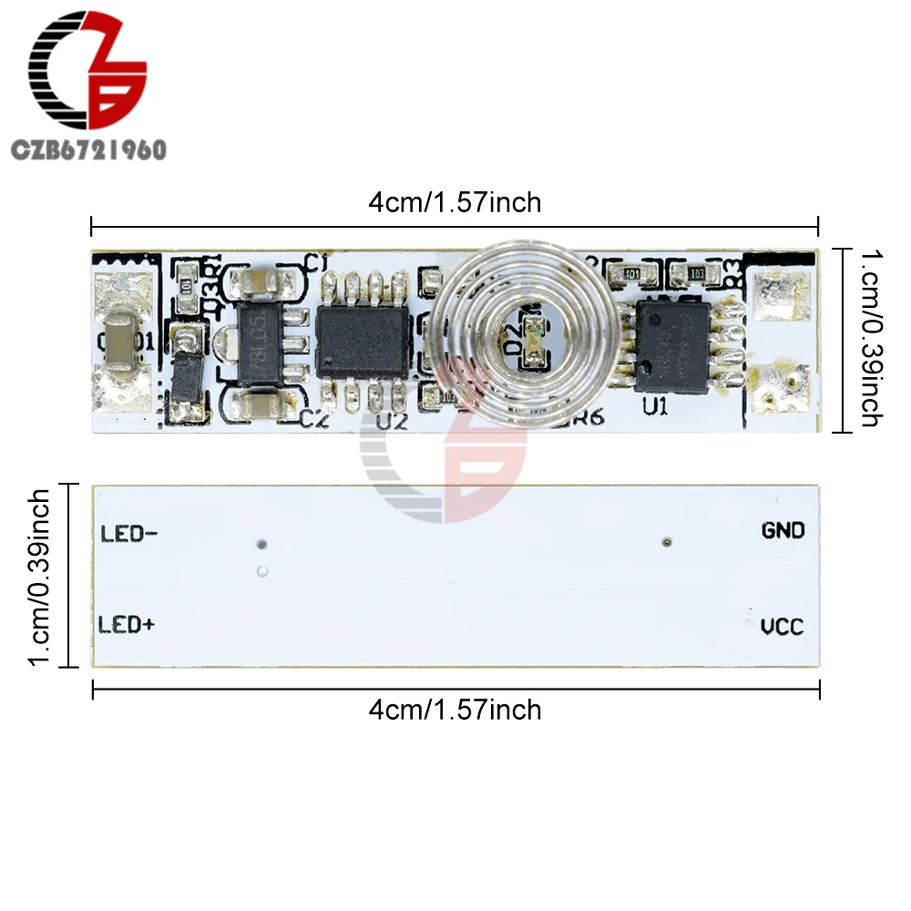 DC 12V Capacitive Touch Sensor Switch Coil Spring Switch LED Dimmer Control Switch 9-24V 30W 3A for Smart Home LED Light Strip